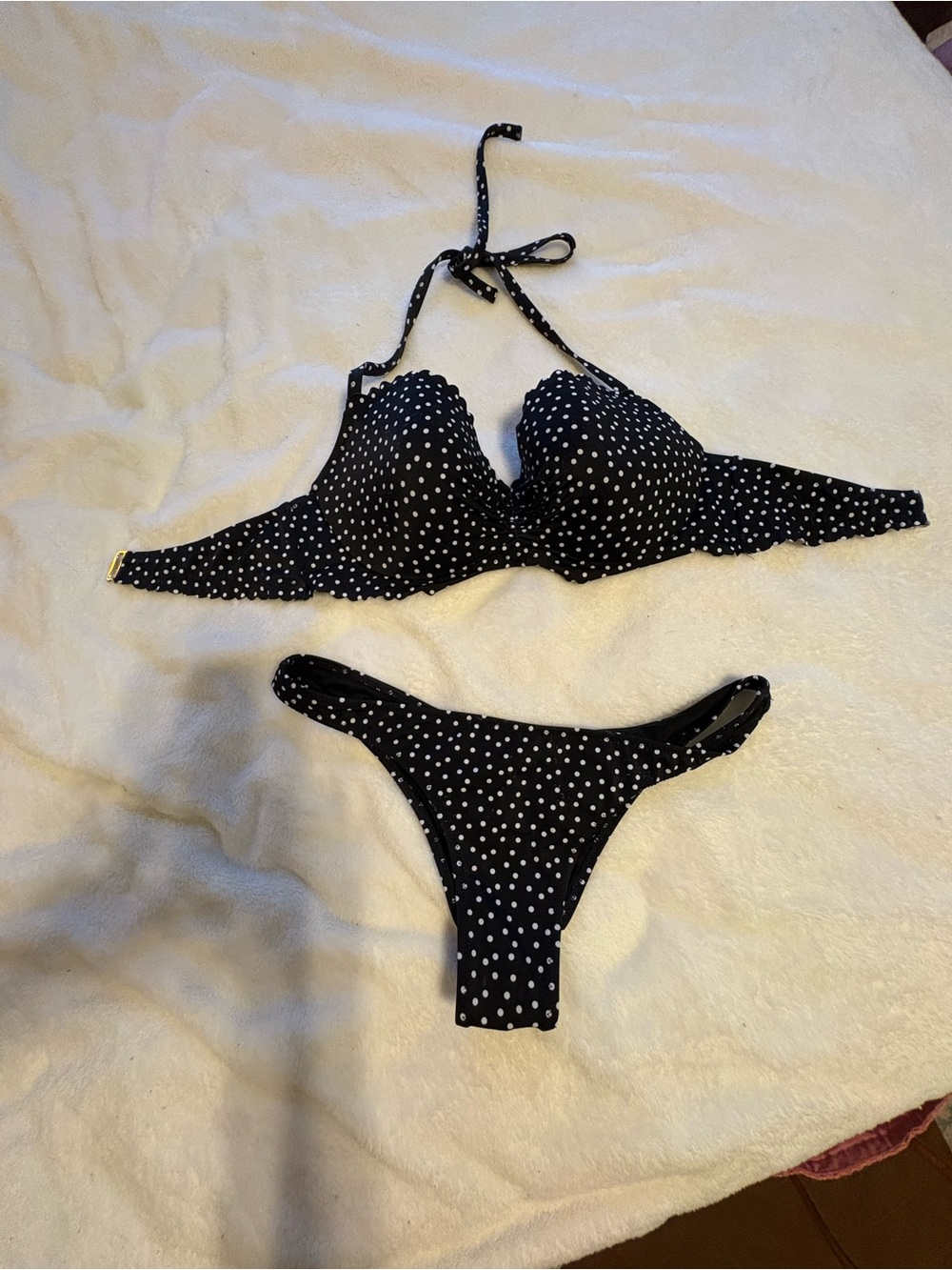 34DD - Small bottoms - Victoria's Secret Black Polka Dot Bikini